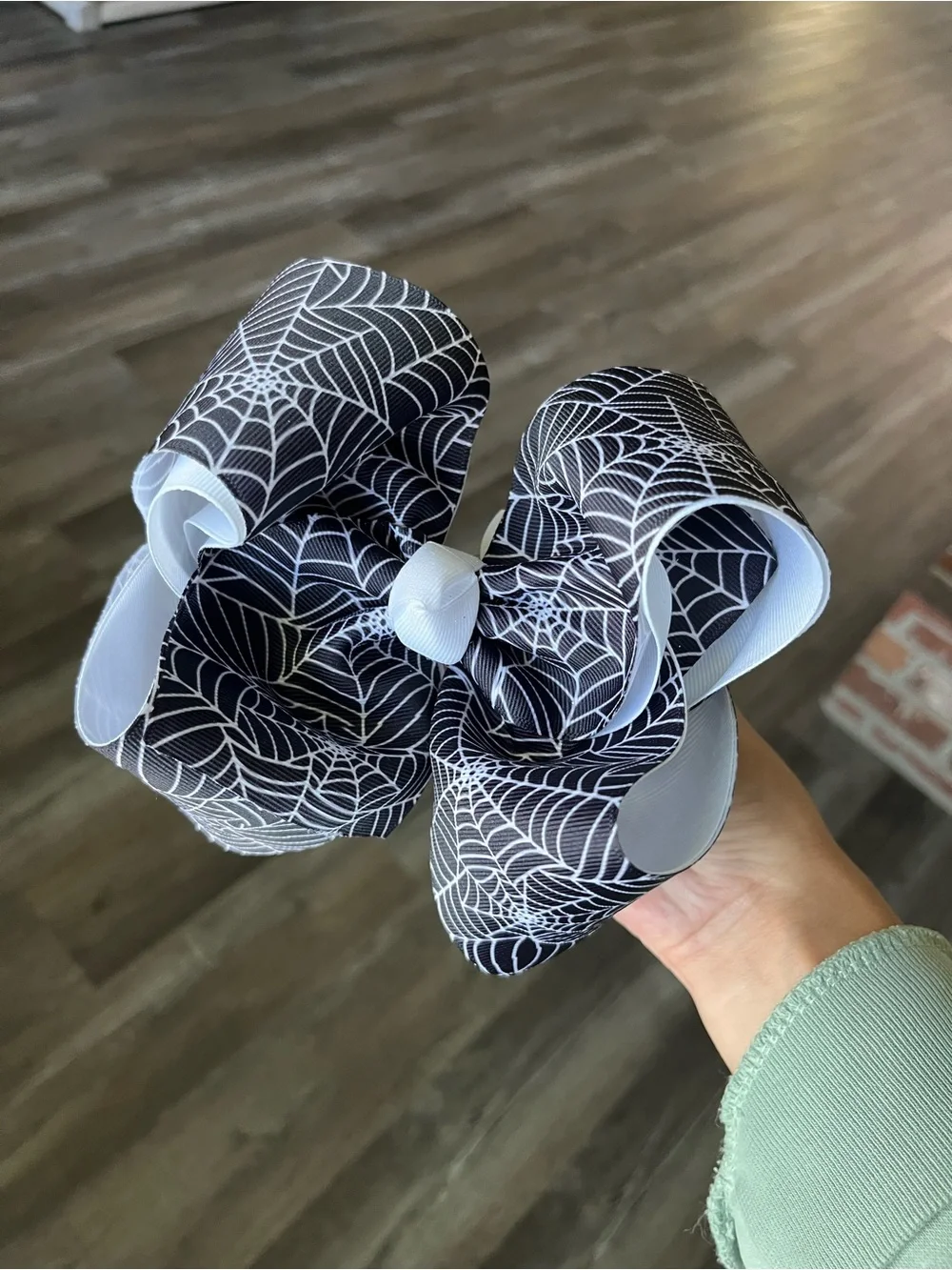 Black & White Spiderweb Hair Bow for Kids. Perfect for Halloween.